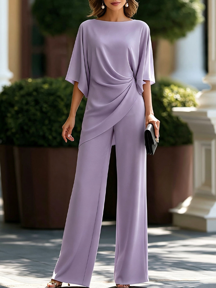 Gabriela | Ensemble Blouse Drapée & Pantalon Ample