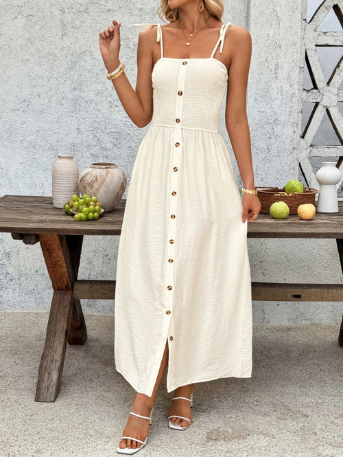 Fontaine™ | Honorine – Robe smockée à bretelles nouées
