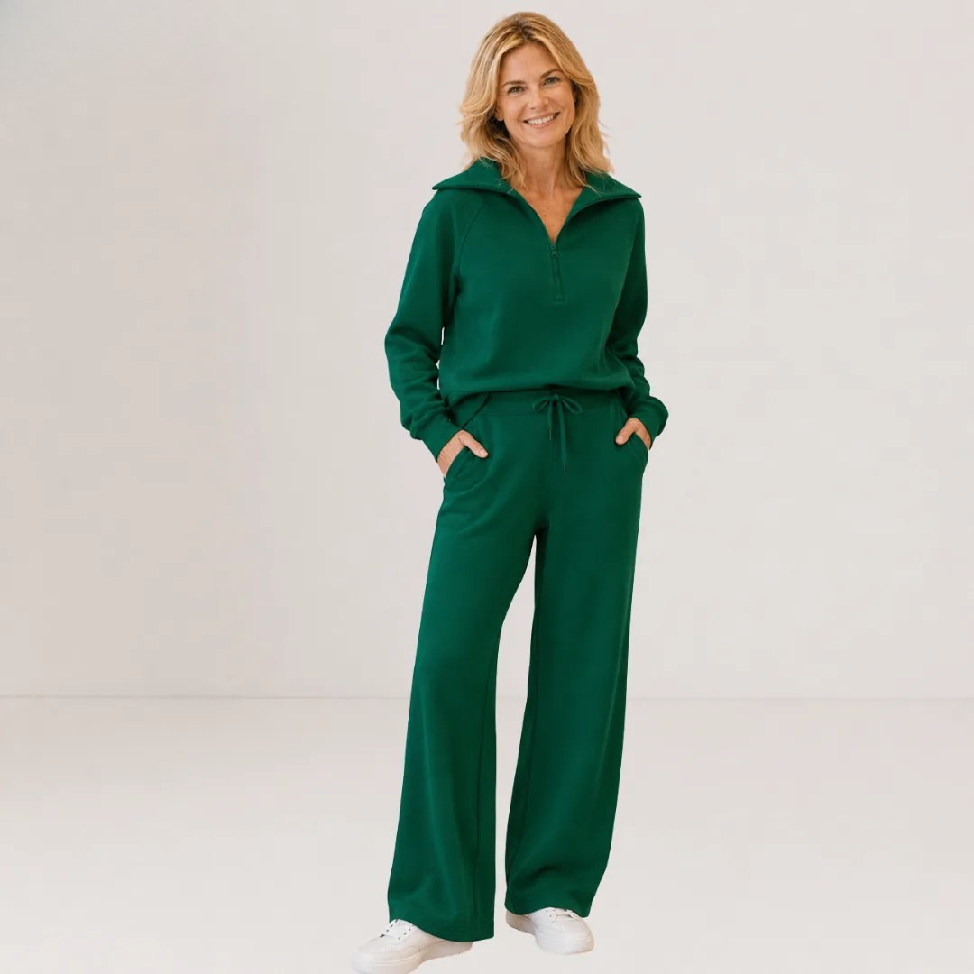 Michelle™ | Cozy Zip-Up Wide Leg Sweatsuit Set