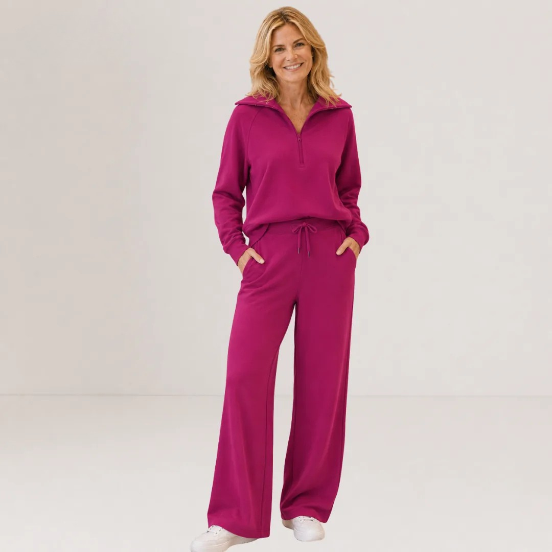 Michelle™ | Cozy Zip-Up Wide Leg Sweatsuit Set