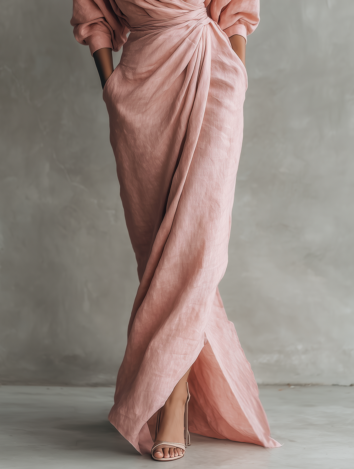 Aroha™ | Minimalist V-neck Linen Blend Maxi Dress