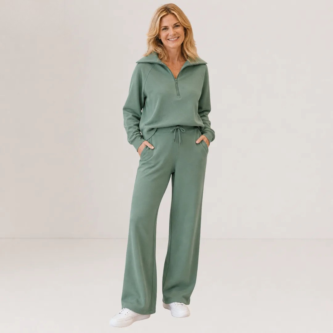 Michelle™ | Cozy Zip-Up Wide Leg Sweatsuit Set