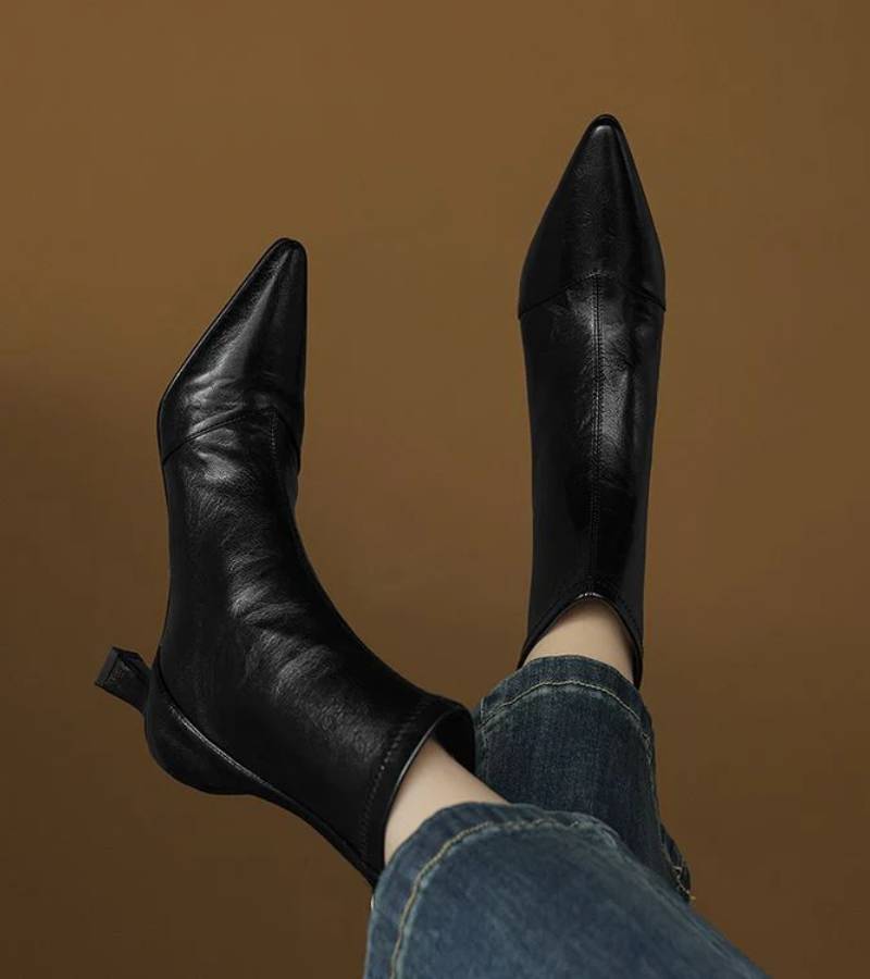 FONTAINE | Bottines en cuir à talon élégant