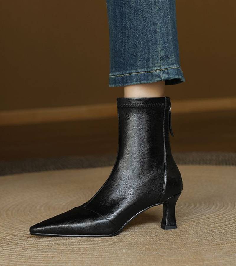 FONTAINE | Bottines en cuir à talon élégant