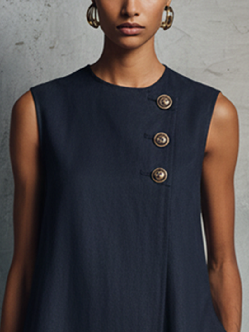 AUBREY | ROBE MINI À BOUTONS ASYMÉTRIQUES