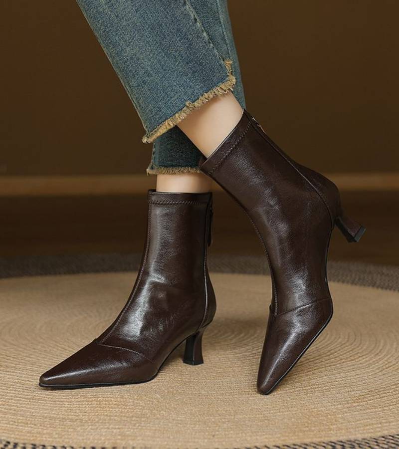 FONTAINE | Bottines en cuir à talon élégant