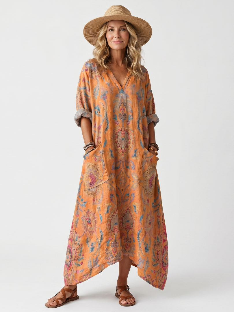 Fontaine™ | Robe Midi Imprimée à Poches Sophie