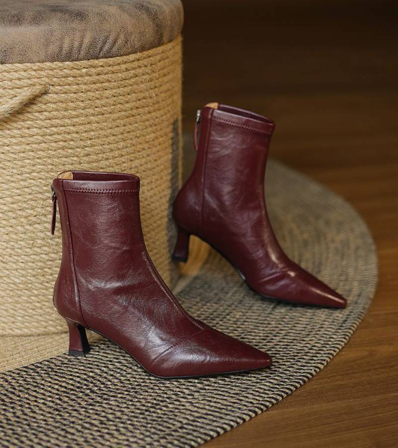 FONTAINE | Bottines en cuir à talon élégant