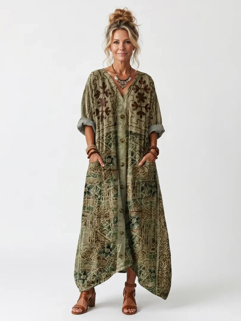 Fontaine™ | Robe Midi Imprimée à Poches Sophie