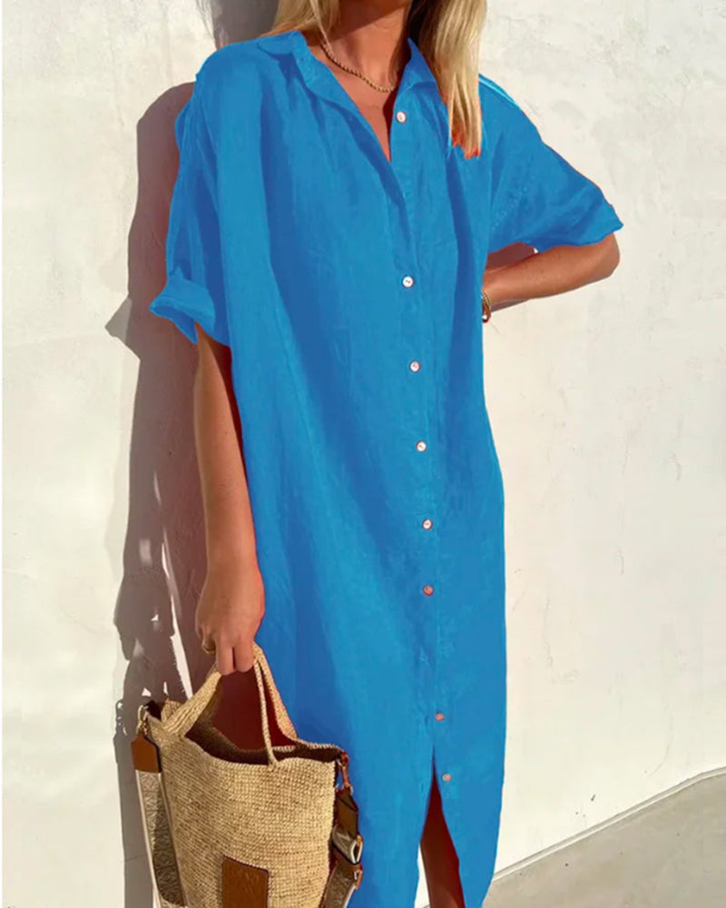 Fontaine™ | Aria – Robe chemise intemporelle en mélange de coton
