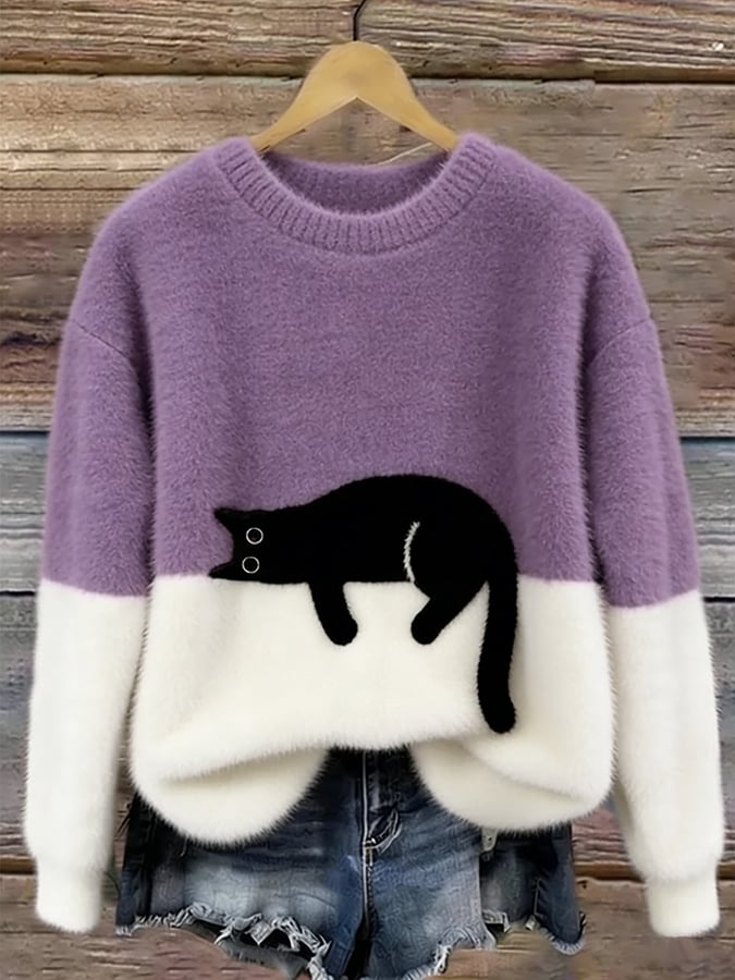 Aurélie™ | Pull oversize élégant à motif félin