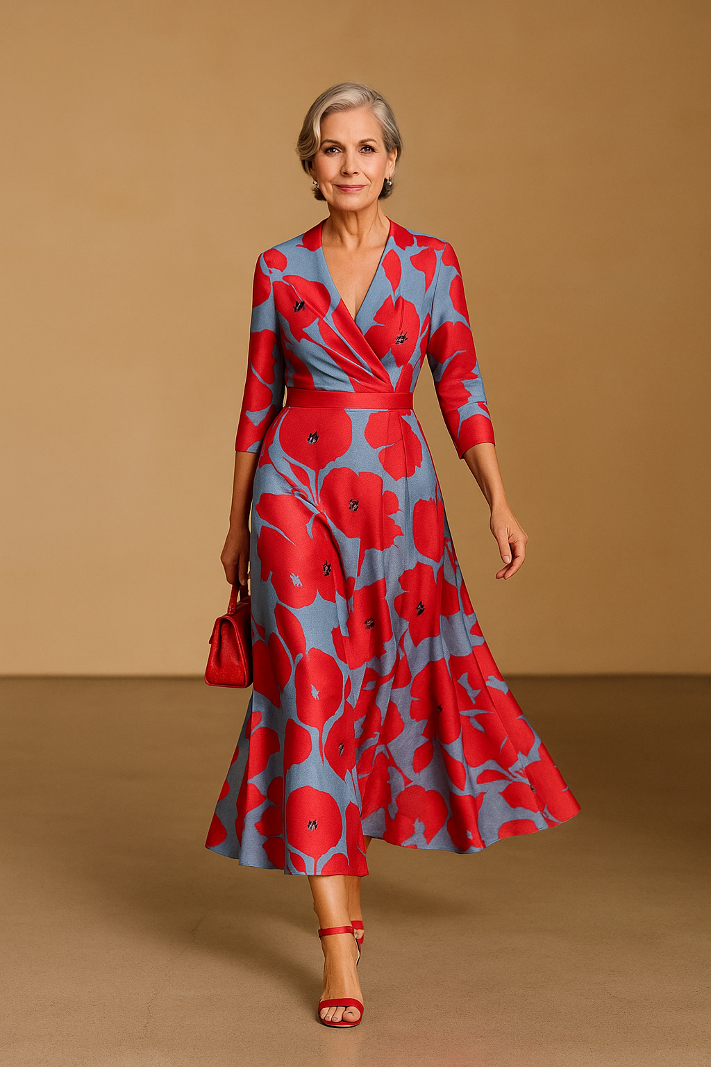 Florence™ | V-Neck Floral Wrap Midi Dress