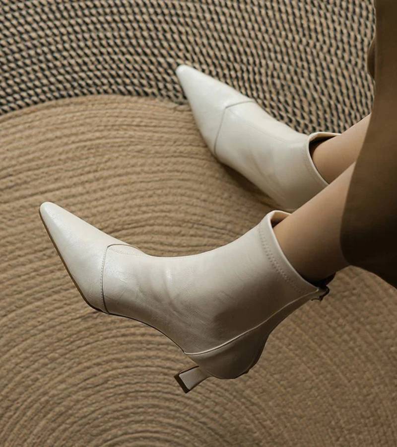 FONTAINE | Bottines en cuir à talon élégant