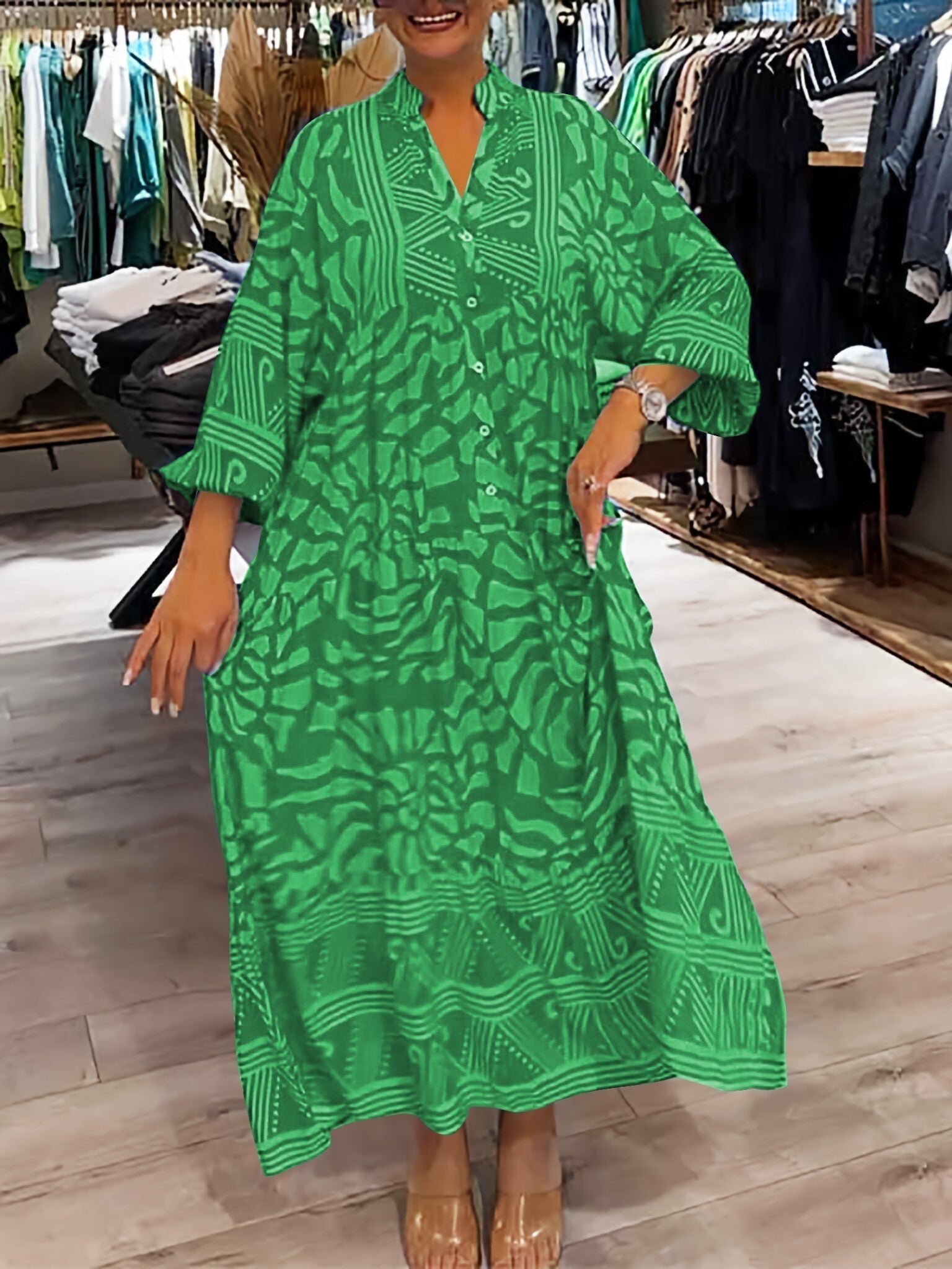 Jacinda™ Printed V-neck Dress