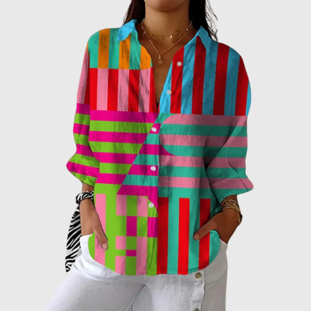 Agathe™ | Blouse à Rayures Colorées