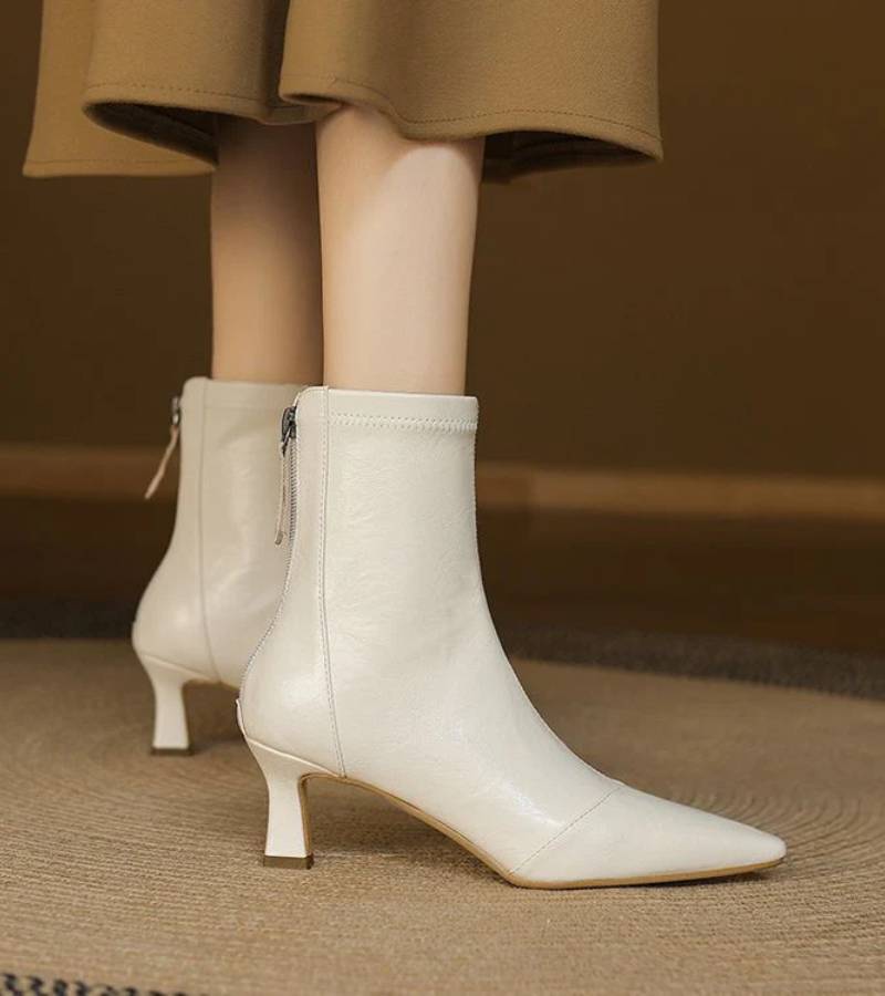FONTAINE | Bottines en cuir à talon élégant