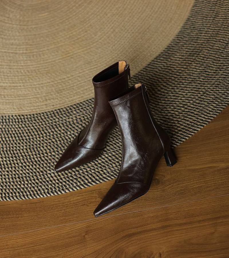 FONTAINE | Bottines en cuir à talon élégant