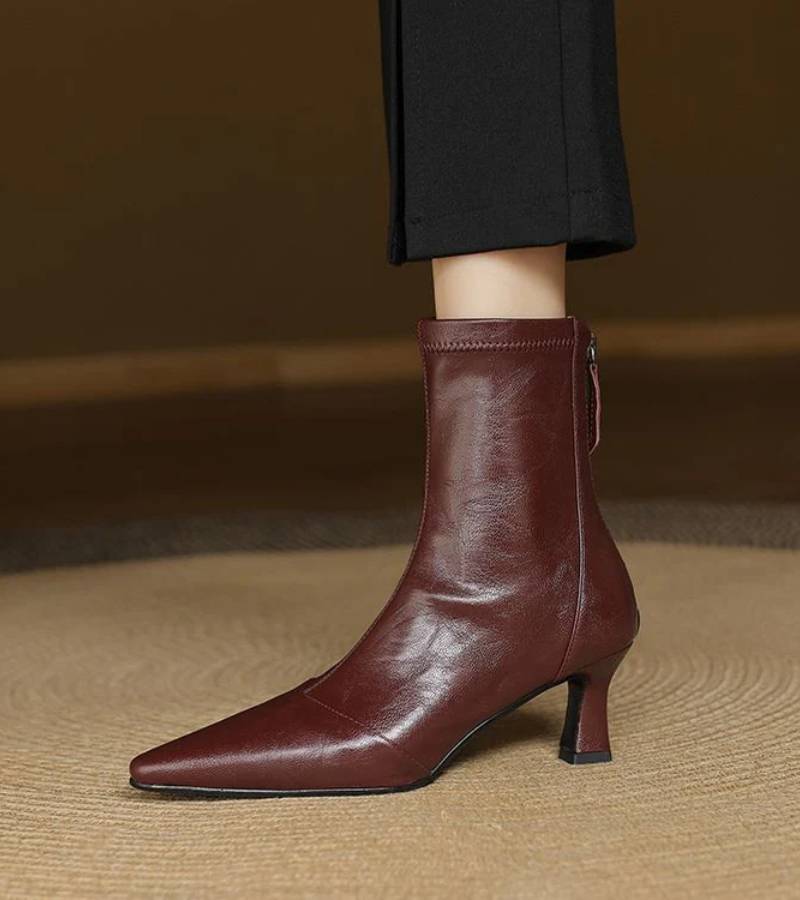 FONTAINE | Bottines en cuir à talon élégant
