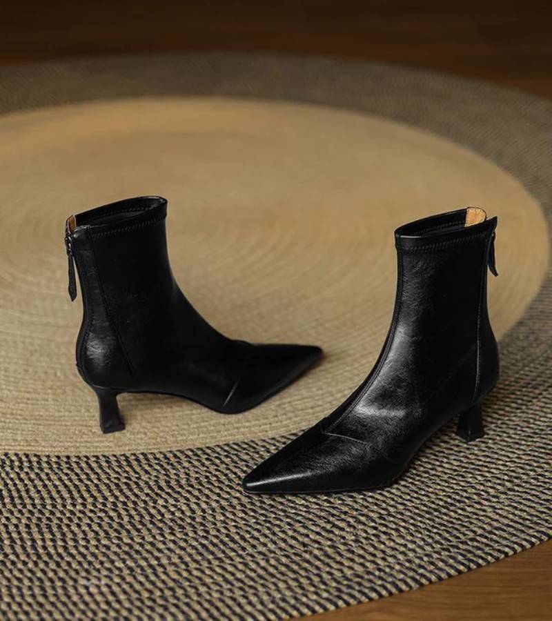 FONTAINE | Bottines en cuir à talon élégant