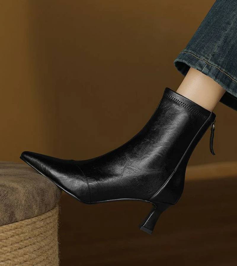 FONTAINE | Bottines en cuir à talon élégant