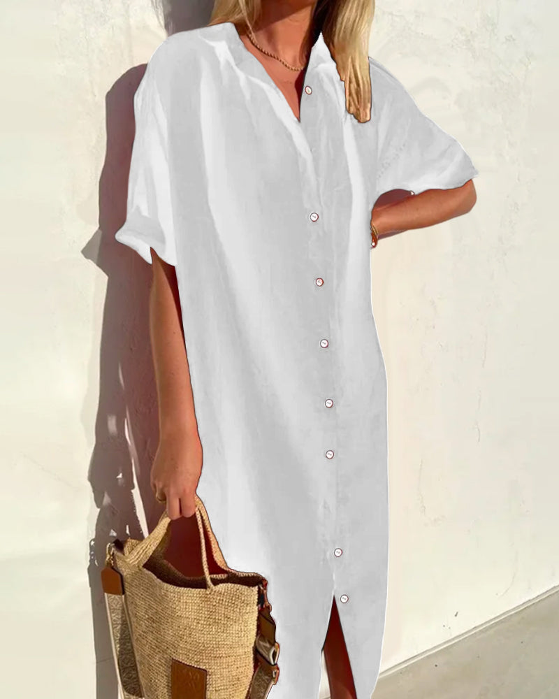 Fontaine™ | Aria – Robe chemise intemporelle en mélange de coton