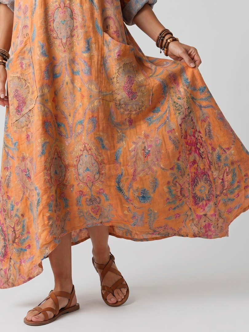 Fontaine™ | Robe Midi Imprimée à Poches Sophie
