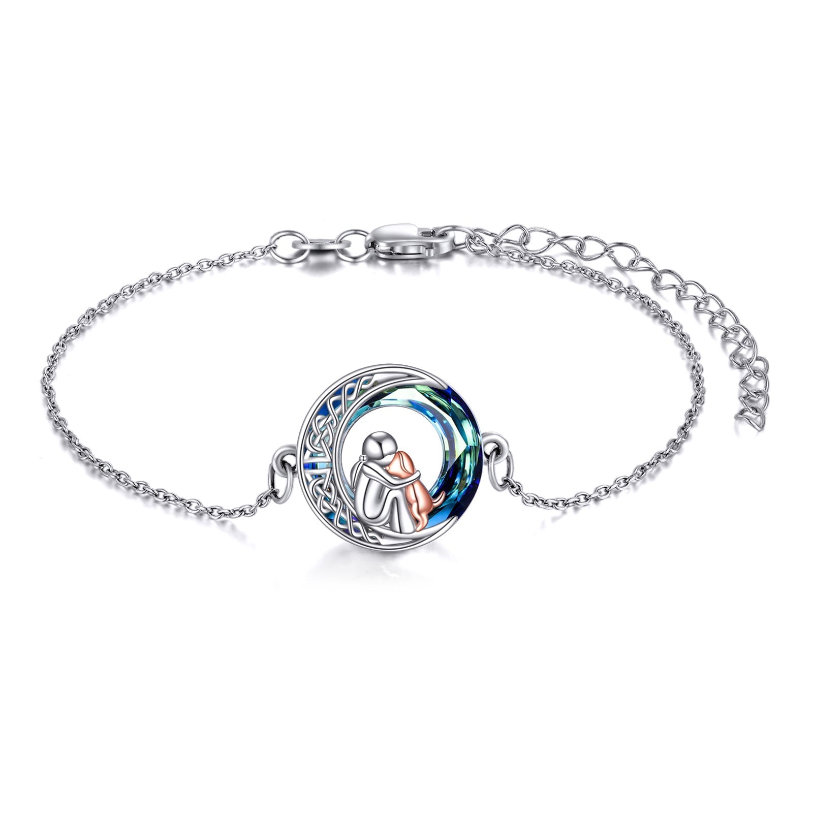 Adjustable Silver Dog Charm Bracelet