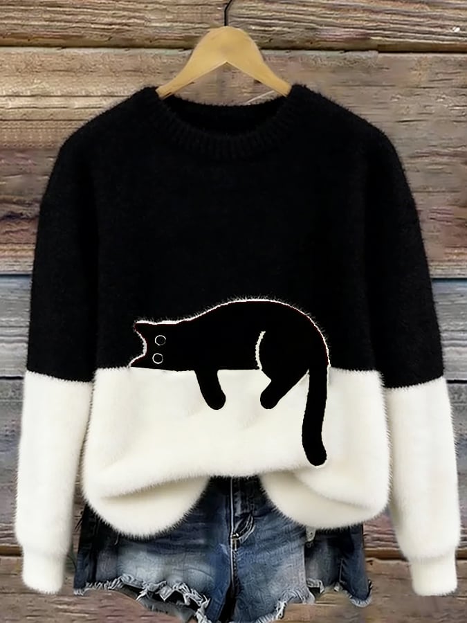 Aurélie™ | Pull oversize élégant à motif félin