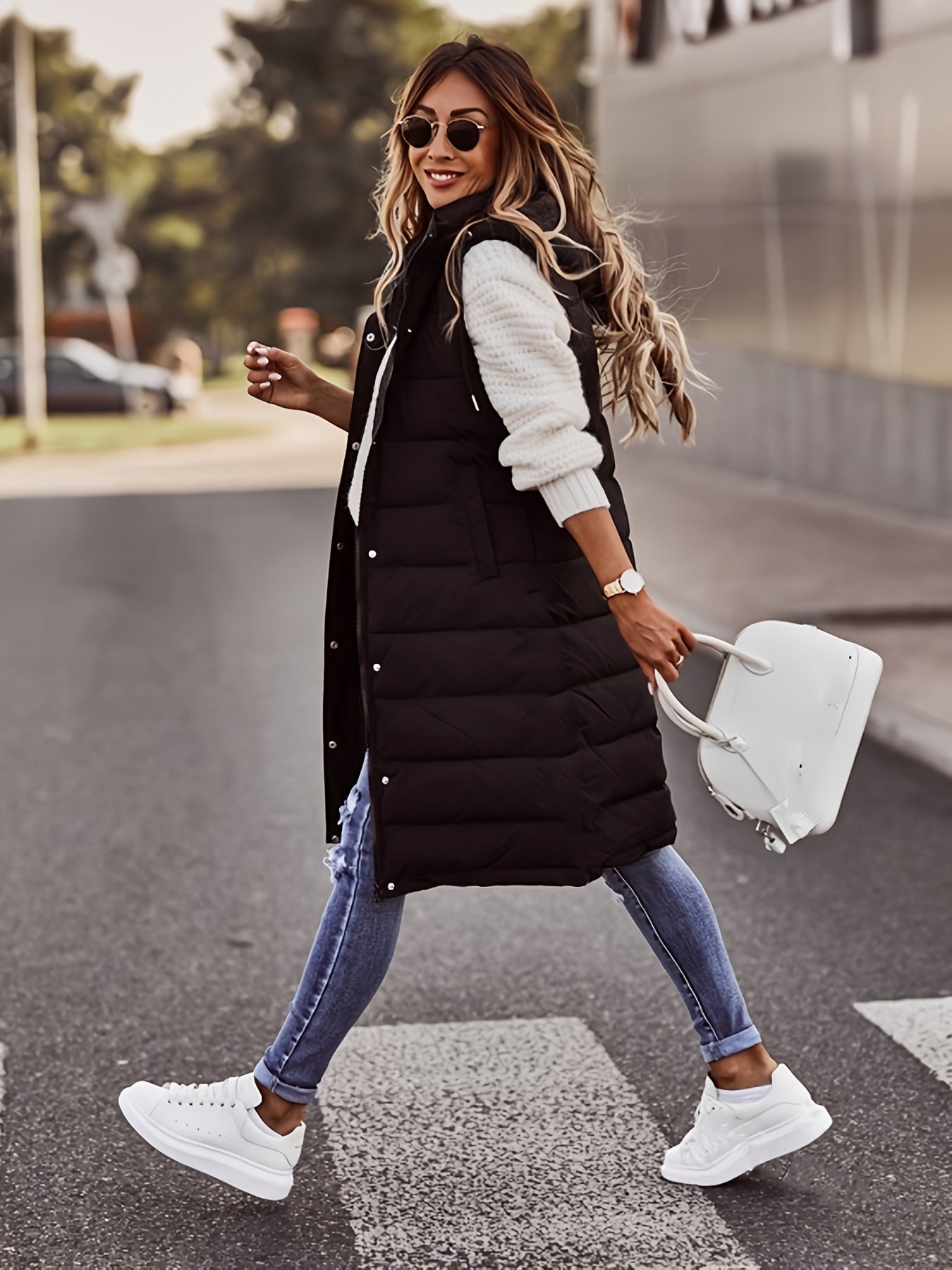 Adele™ Sleeveless Long Coat