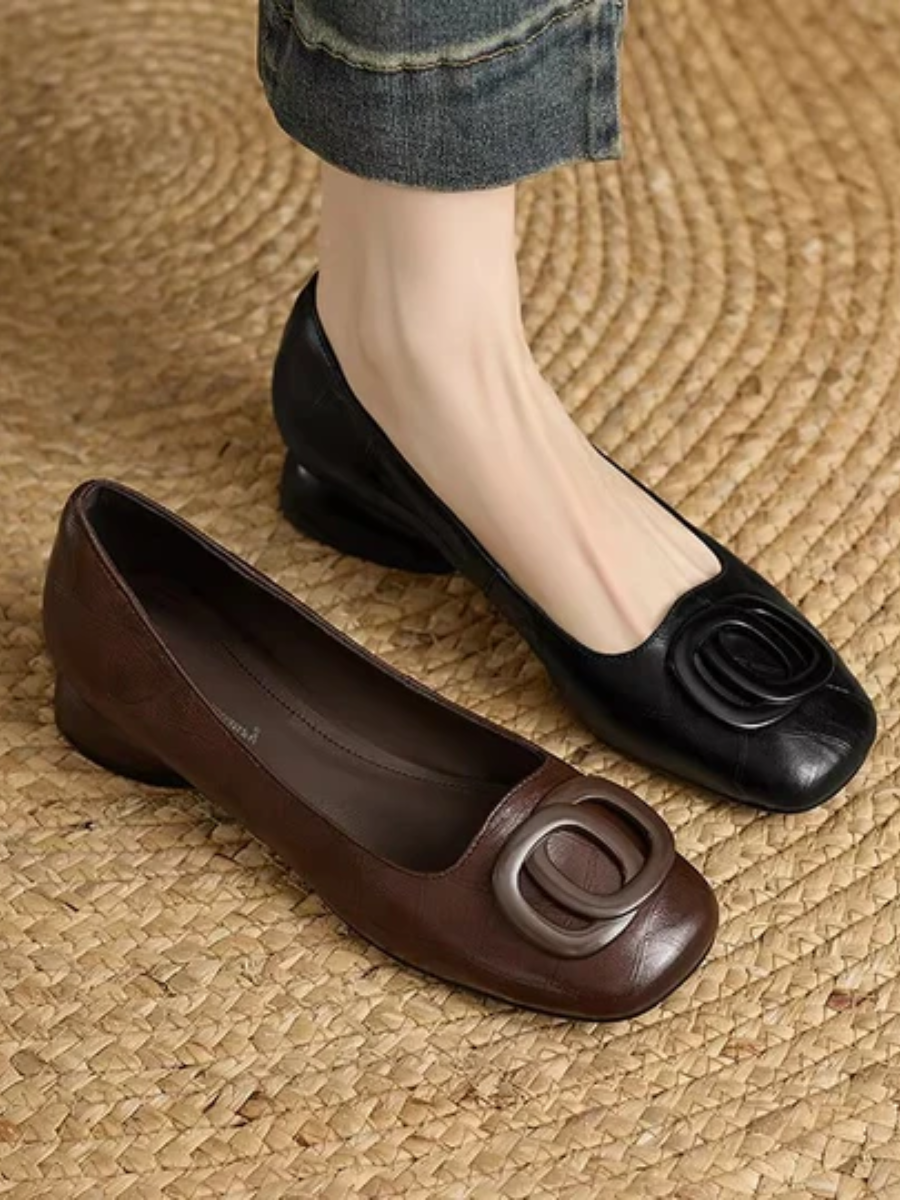 FONTAINE | Ballerines en Cuir Bout Carré Margot