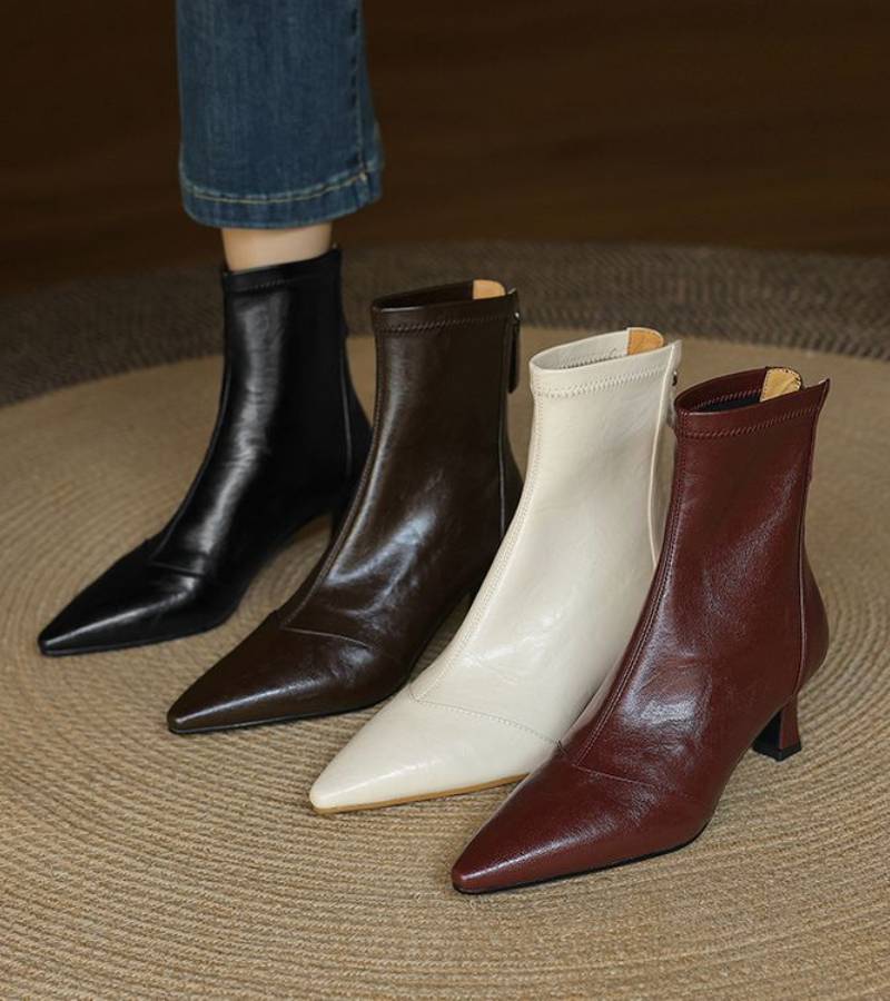 FONTAINE | Bottines en cuir à talon élégant