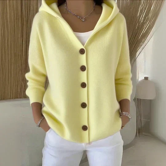 Adrienne | Cardigan en Maille à Capuche Boutonné