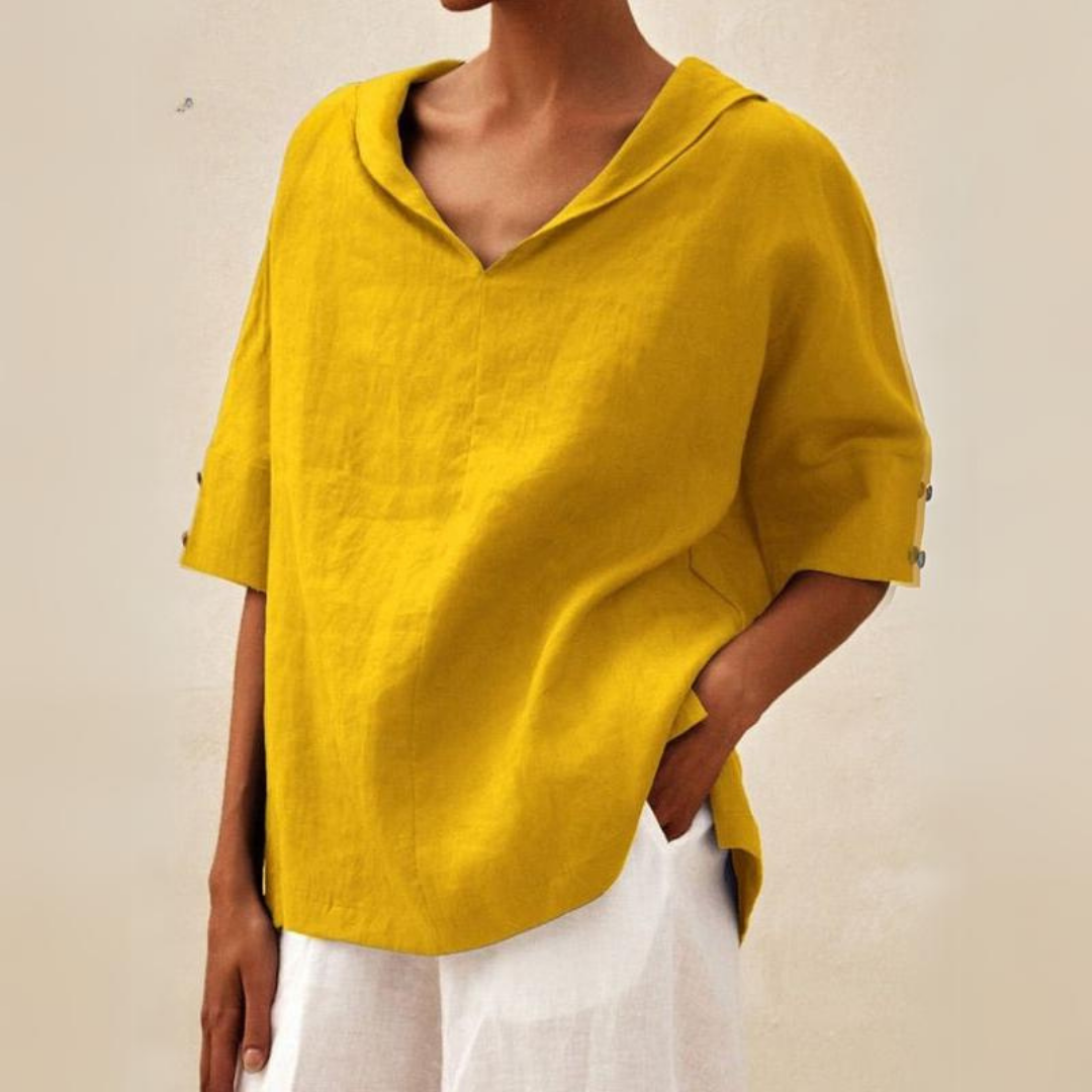 Valerie™  Women's V-Neck Casual Linen Shirt