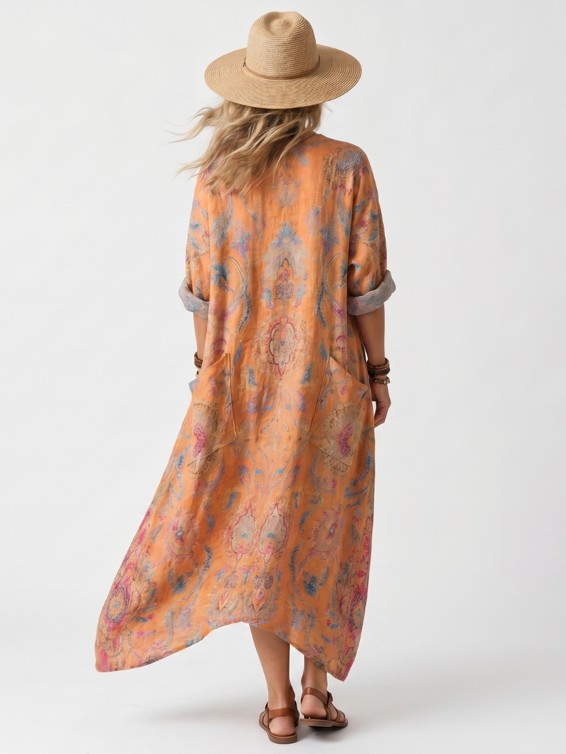 Fontaine™ | Robe Midi Imprimée à Poches Sophie