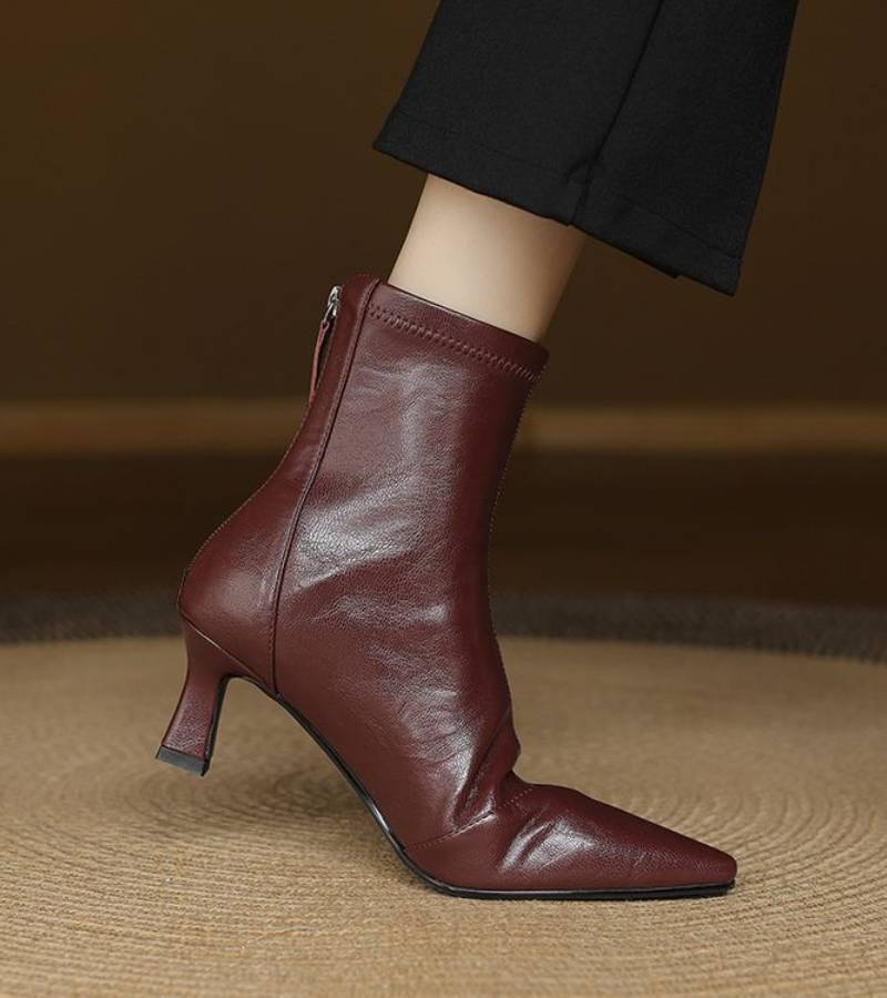 FONTAINE | Bottines en cuir à talon élégant