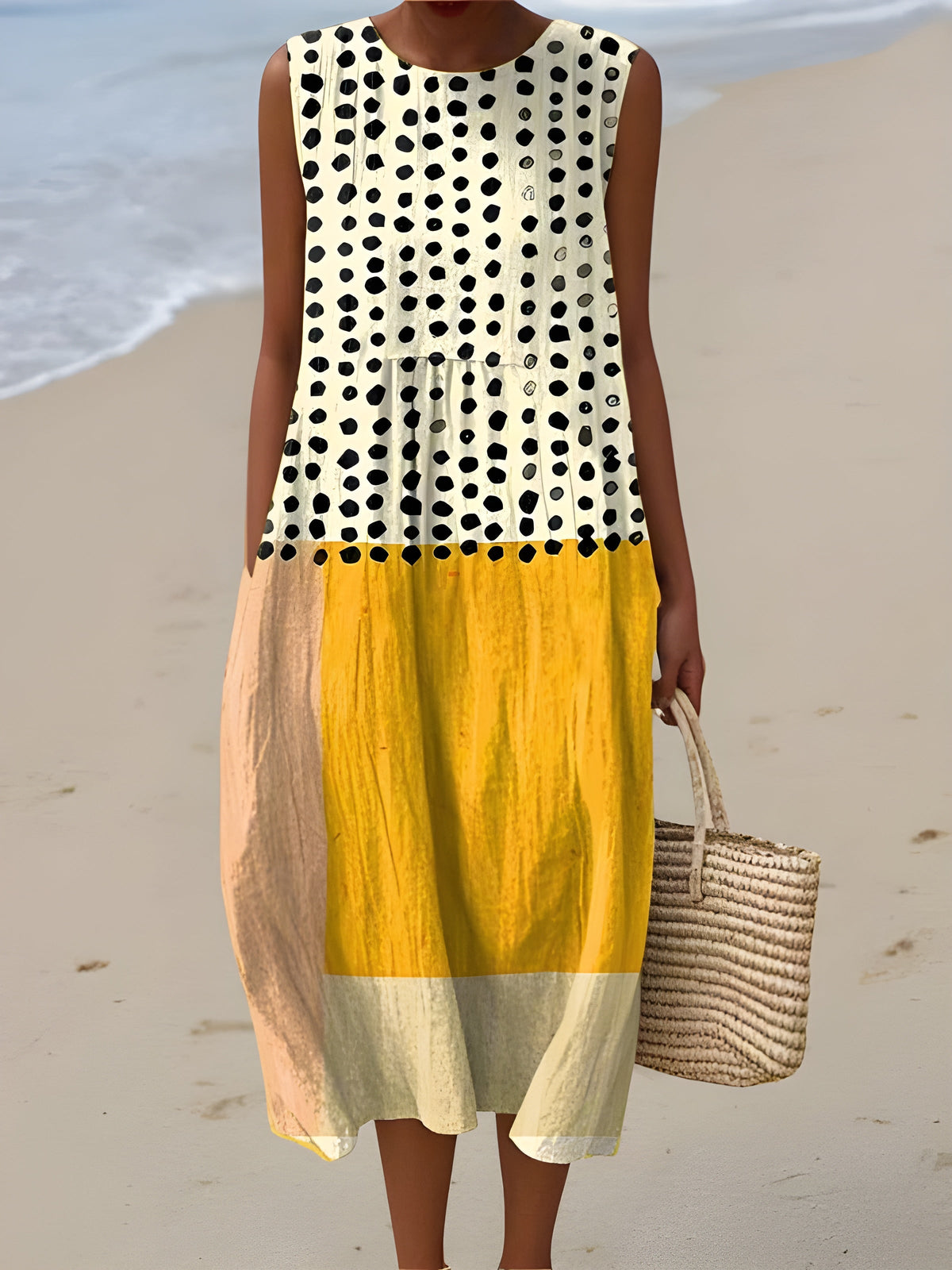 Leah™ Polka Colorblock Midi Dress