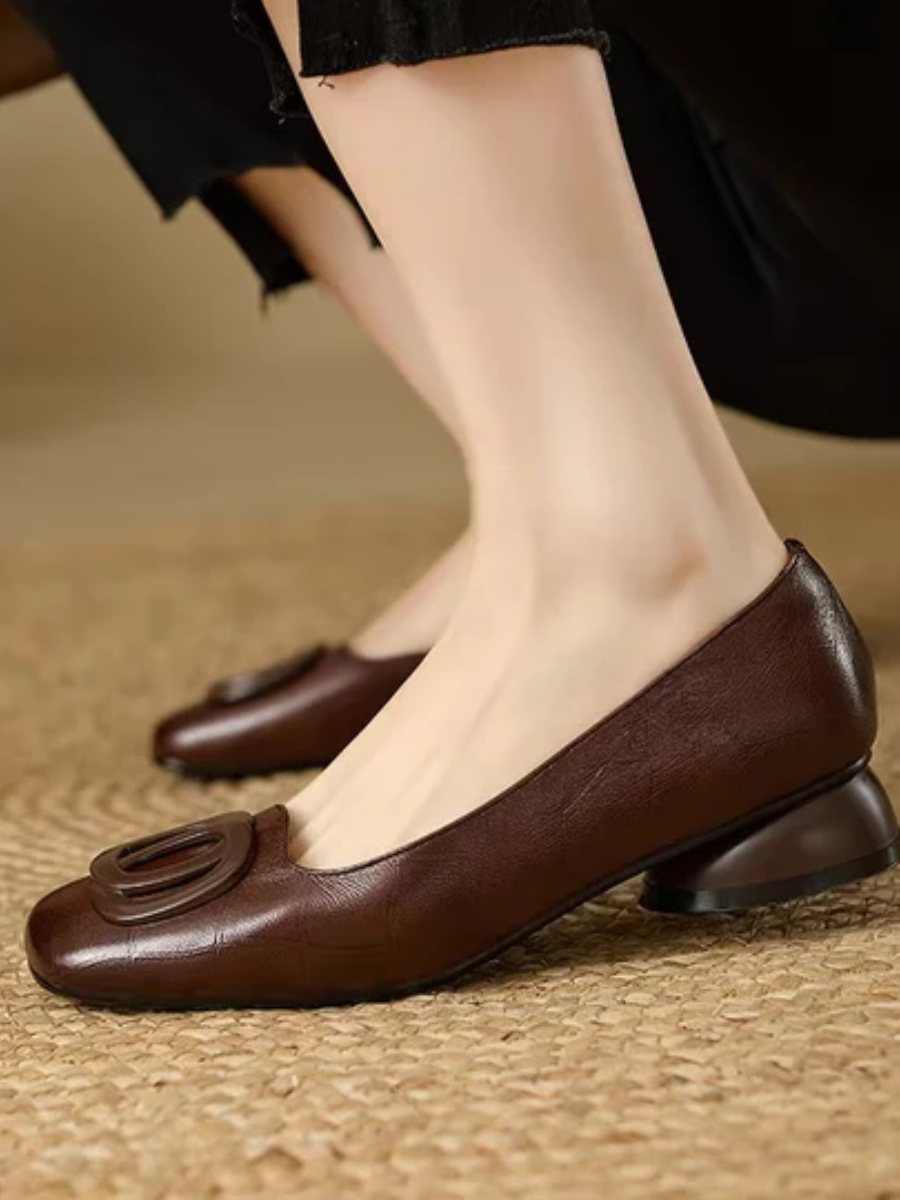 FONTAINE | Ballerines en Cuir Bout Carré Margot
