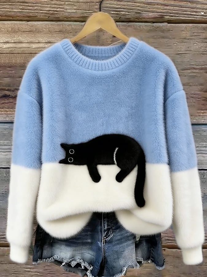 Aurélie™ | Pull oversize élégant à motif félin