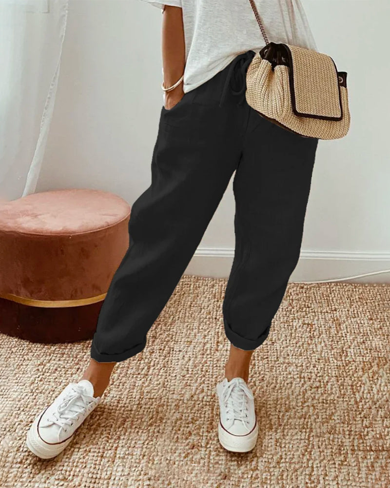 Pantalon ample à taille haute