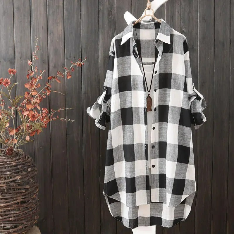 Caelie™  Elegant Block Pattern Blouse Dress