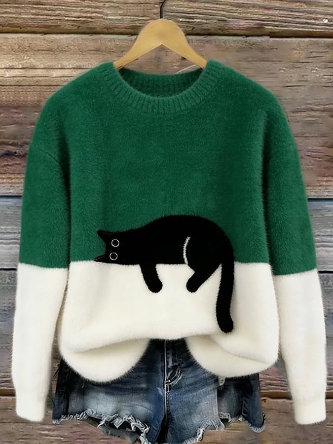 Aurélie™ | Pull oversize élégant à motif félin