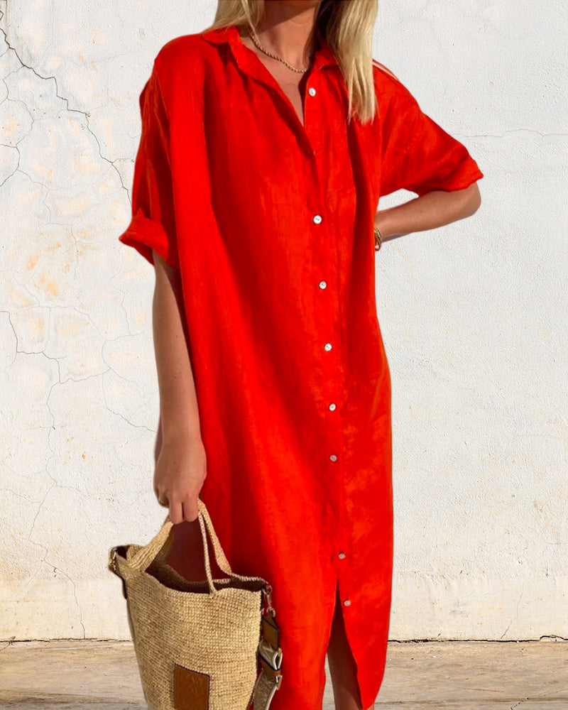 Fontaine™ | Aria – Robe chemise intemporelle en mélange de coton