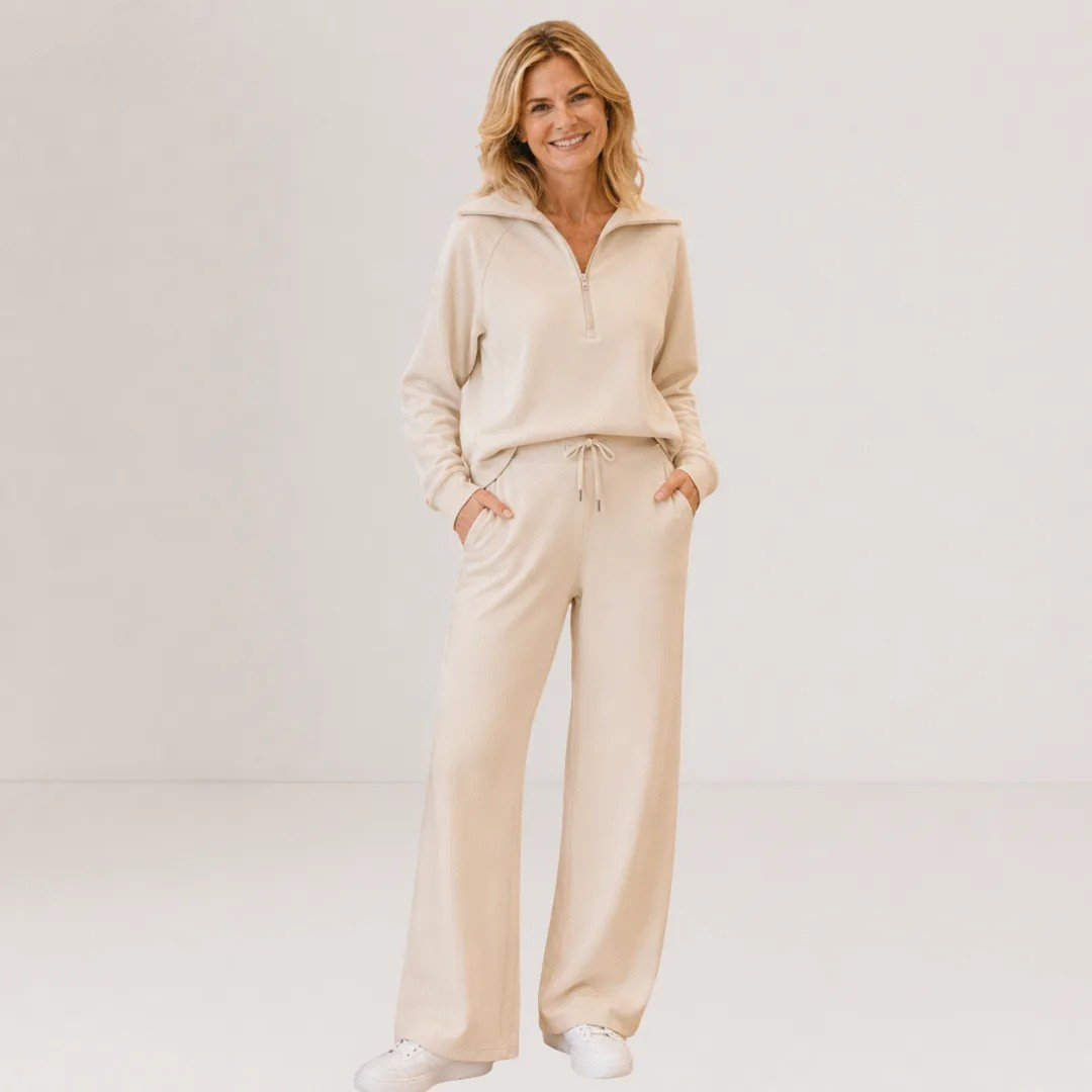 Michelle™ | Cozy Zip-Up Wide Leg Sweatsuit Set