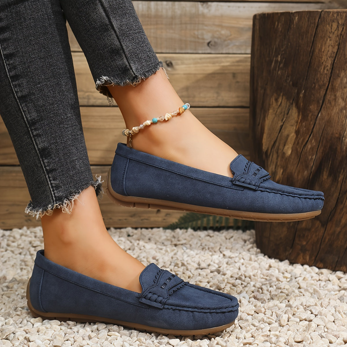 FONTAINE | Mocassins Effet Daim Festonnés Marie