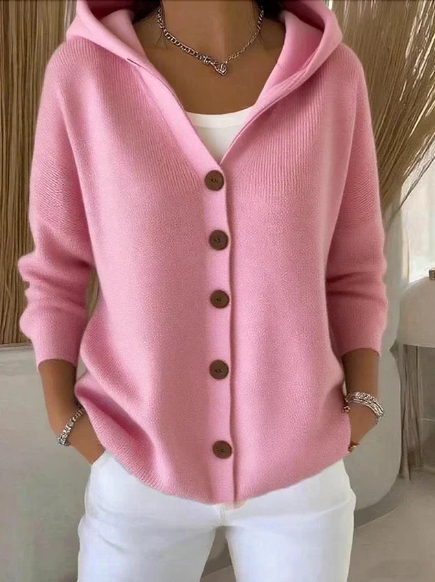 Adrienne | Cardigan en Maille à Capuche Boutonné