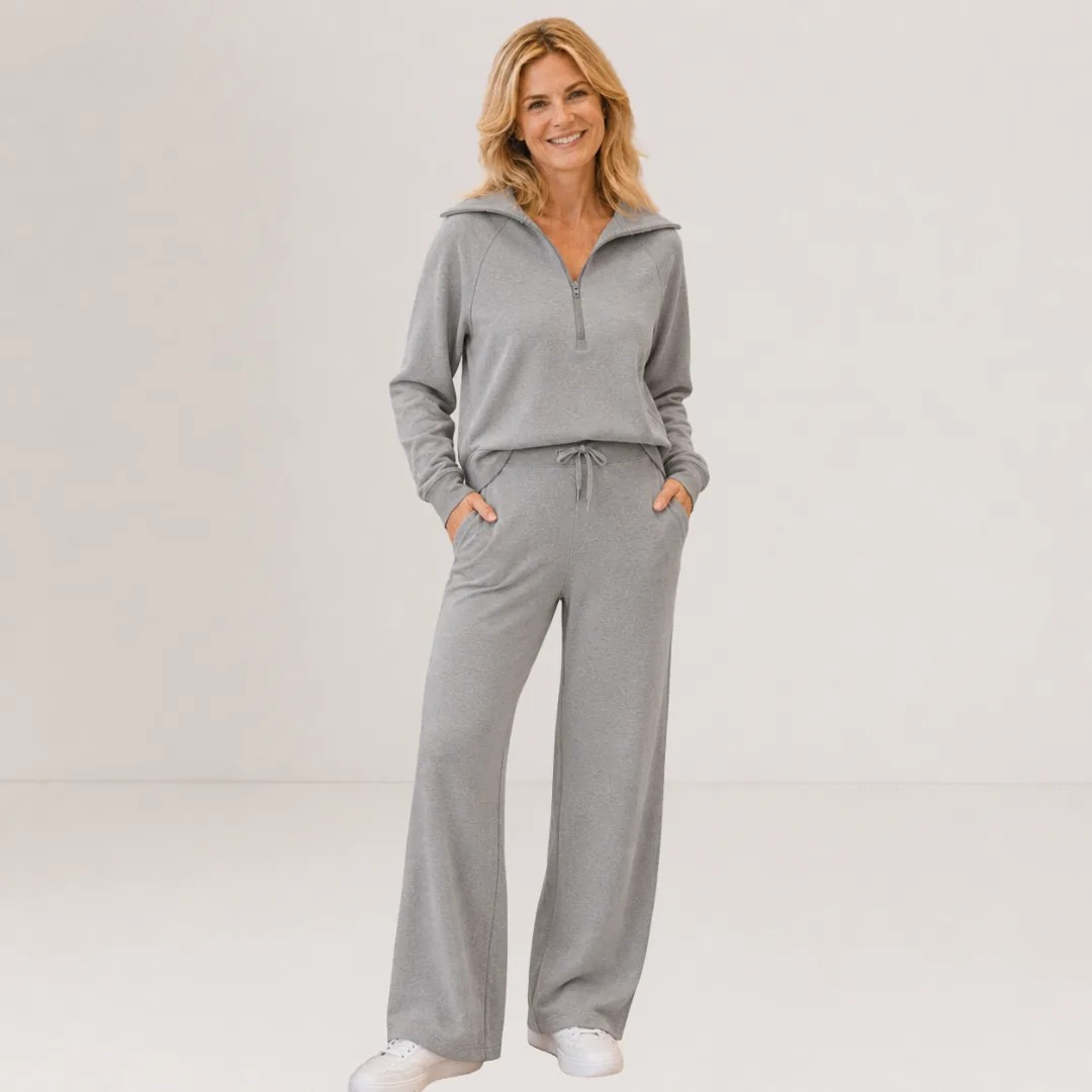 Michelle™ | Cozy Zip-Up Wide Leg Sweatsuit Set