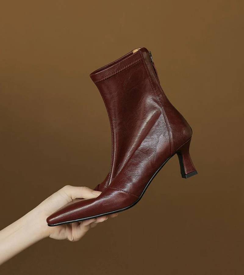 FONTAINE | Bottines en cuir à talon élégant