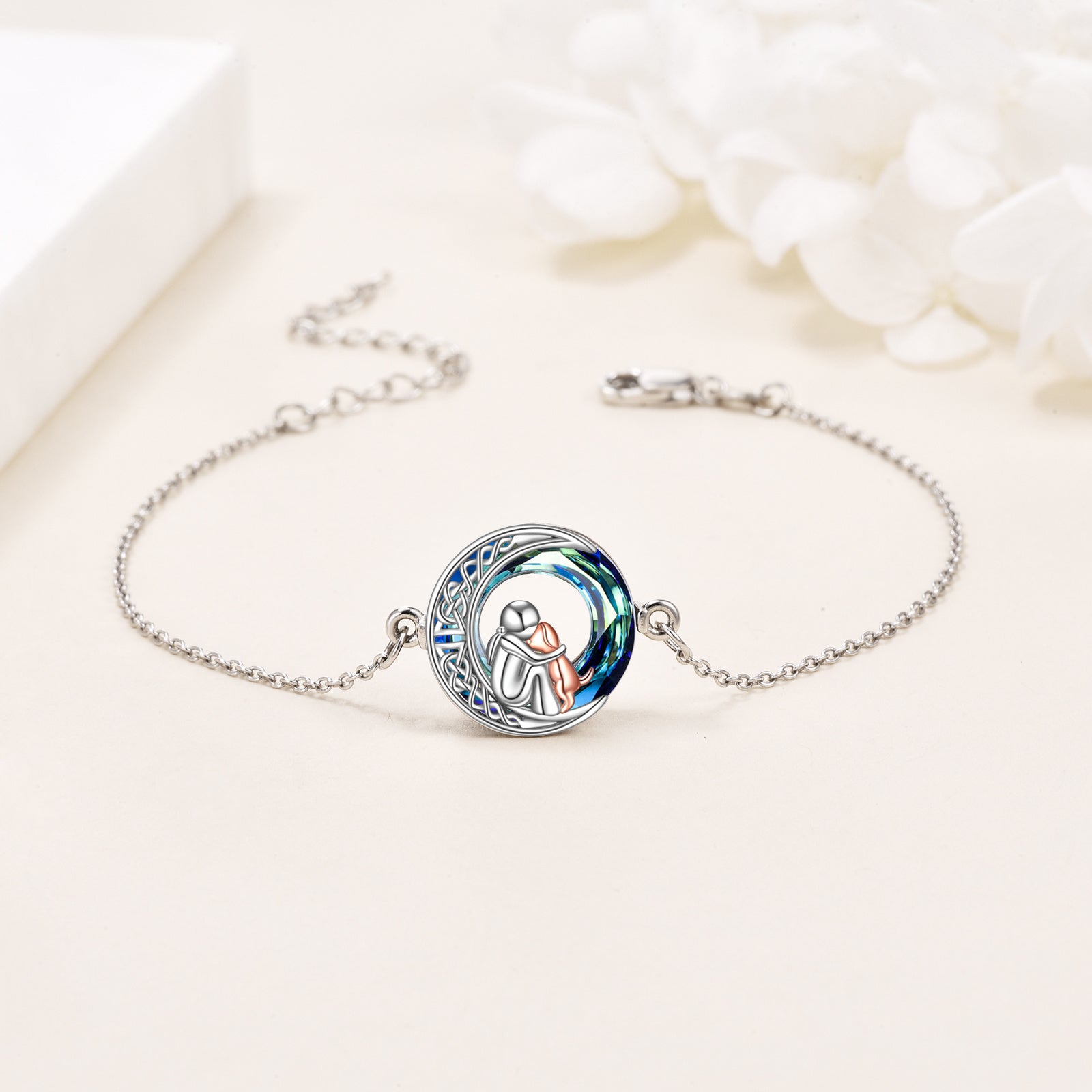 Adjustable Silver Dog Charm Bracelet