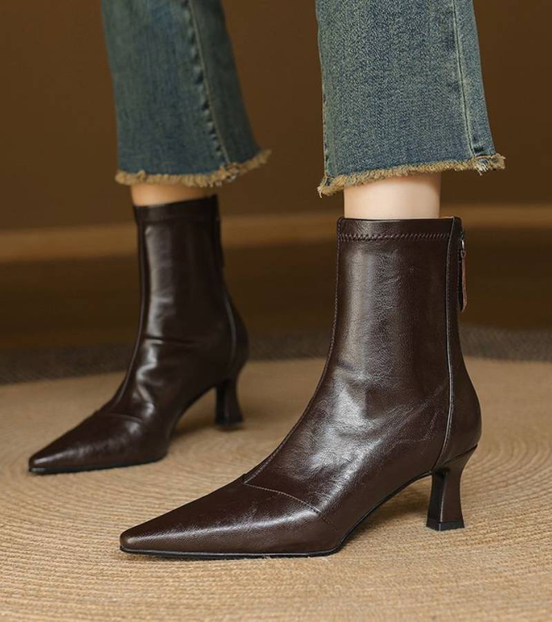 FONTAINE | Bottines en cuir à talon élégant