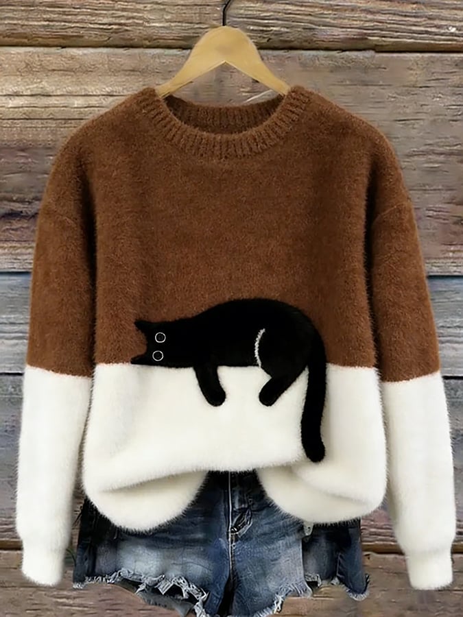 Aurélie™ | Pull oversize élégant à motif félin